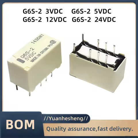 3-5PCS New G6S-2 5VDC 12VDC 24VDC Signal Relay 8Pin DC 5V 12V 24V 2A Mini Signal Switch Relays