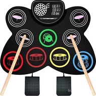 Christmas Gifts for Children Color Electronic Drum with Speaker Built-in Lithium Electric Musical Instrument Silicone Hand Roll-up Drum Kit Wholesale