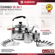 SUBRON PAKET COMBO Hemat Teko Peluit Bunyi Muk 8CM Tutup Sendok Minuman Kopi Teh Stainless