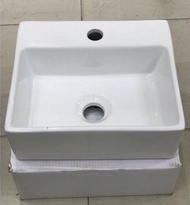 Chậu rửa mặt lavabo vuông Treo Tường hoặc Đặt Bàn Đá kt 41x41 kt 30x33cm men NANO trắng sáng chống ố