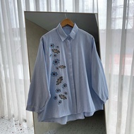 KEMEJA Striped Shirt | MYSHIRT - Oxford Oversized Long Sleeve | Long Sleeve Embroidered Oxford Shirt