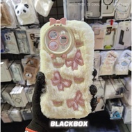 C12 Fluffy Ribbon White Phone Case Cover Casing IP 13 Pro Max / IP 15 Pro Max / IP 16 / IP 16 Pro