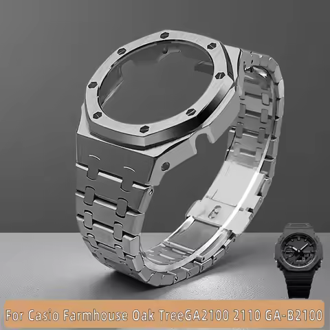 GA2100 Metal Mod Kit For Casio GA2100 2110 GA-B2100 Stainless Steel Case&WatchStrap Replacement Modi