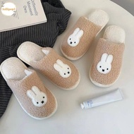 LOLLIPOP1 Warm Fur Slippers, Bunny Rabbit Winter Rabbit Plush Slippers, Soft Fluffy Anti Slip Plush 