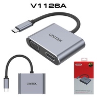 UNITEK Adapter V1126A Type C To HDMI 2.0 & VGA With Dual Monitor MST-4K 60Hz Ultra HD