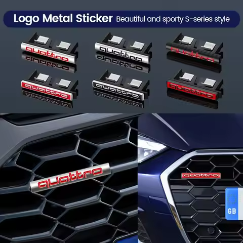 6 colors Metal Quattro Logo Front Grill Badge Emblem Sticker Decals for Audi A3 A4 A5 A6 A7 A8 S3 S4