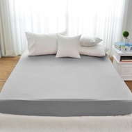 [特價]純棉素色床包枕套組雙人-灰