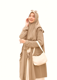 Jilbab Instan 2in1 – Hijab Bergo Khimar Jersey dengan Cardigan Outer Muslimah Modis Nyaman & Praktis
