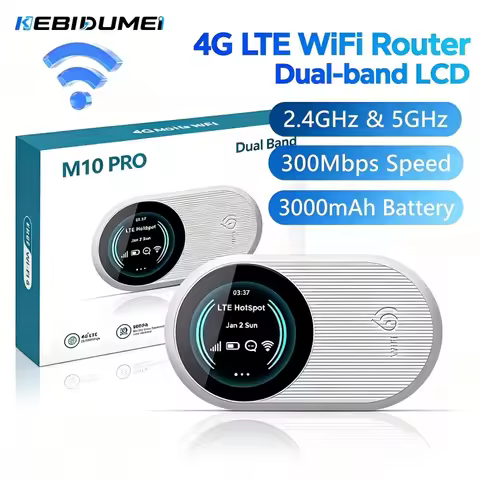 KEBIDUMEI WiFi6 4G LTE Mobile Hotspot 3000mAh Dual Band 2.4G+5.8G Portable Router Travel RV Car Busi