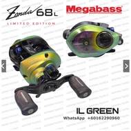 MEGABASS ZONDA 68 Left White /  IL Green / Rosso Red / Dragon LIMITED EDITION BAITCAST Reel with Fre