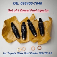 4Pcs High Quality Diesel Fuel Injectors Set 093400-7040 0934007040 for Toyota Hilux Surf Prado 1KZ-T