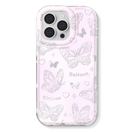 AKABEILA Fashion Butterfly Bling Laser Paper + Transparent Wave Phone Case for IPhone 11 ProMax 14 12 13 Pro Max 6 7 8 Plus X XR XS Max 14 Plus SE 2020 Soft Silicone TPU Popular Korea INS Phone Casing 手机壳