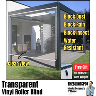 TheBlindSpot Heavy Duty Transparent Vinyl Roller Blind Transparent Roll Up Curtain for Outdoor Garde