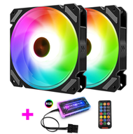 COOLMOON靜月RGB風扇 12cm機箱風扇 內發光靜音台式電腦散熱風扇（2個靜月RGB風扇+1套標準控制器）