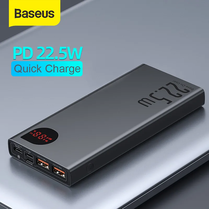 Baseus Power Bank 20000mAh with 22.5W PD Fast Charging Powerbank Portable Battery Charger For iPhone 15 14 13 12 Pro Max Xiaomi