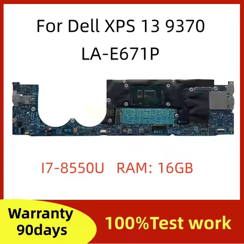 CAZ60 LA-E671P For Dell XPS 13 9370 Laptop Motherboard CN-0W970W 0W970W W970W with I7-8550U CPU RAM 