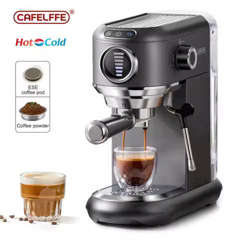 Cafelffe Cappuccino Espresso Machine Inox Semi Automatic Coffee Maker ESE POD&Powder Stainless Steel