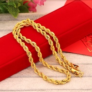 Gold Gold 999.9 Twist Chain Men's Domineering Necklace Men's Atmosphere Big Gold Chain Foreign Trade
