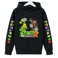 Plants Vs Zombies เด็กชายเด็กหญิงเสื้อกันหนาวหมวกผ้าฝ้ายแท้เกมการ์ตูนเสื้อยืดคลุมด้วยผ้าเด็กเสื้อสวมหัวแขนยาวลำลองฤดูใบไม้ผลิฤดูใบไม้ร่วง