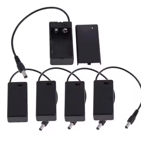 1-5PCS 9V Battery Case Clip 9V Volt PP3 Battery Holder Box DC Case With Wire Lead ON/OFF Switch Cove