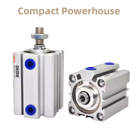 SDA16 20 25 32 40 50 63 80 100mm Bore Compact Thin Air Cylinder 5-100mm Stroke Double Action Alumini