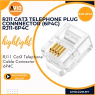 RJ11 4 Pin Telephone Crystal Plug Connector 6P4C Telephone use DIY Easy to Install RJ11-6P4C