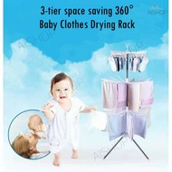 [SG Seller]Baby Clothes Rack 3 Tier Foldable Clothes Drying Rack Towel Rack