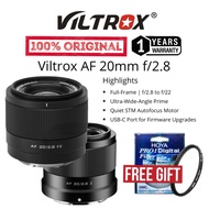 VILTROX AF 20MM F/2.8 LENS FOR NIKON Z/SONY E (1 YEARS WARRANTY) VILTROX 20MM F/2.8 AUTOFOCUS LENS