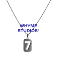 [WHYME] Lucky7 Lucky Number 7 Rectangular Brand Pendant Necklace Korean Style Wear Men's Titanium St