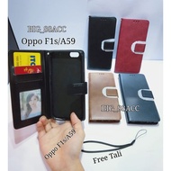 LEATHER FLIP COVER Oppo F1S/A59 - WALLET CASE KULIT - CASING