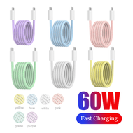 1pc USB-C To Type-C 60W Fast Charging Cable, Braided Nylon 3.3FT/100cm Data Cable, Compatible With I