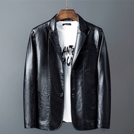 Musim luruh Sut Perniagaan Baru Kolar Jaket Kulit PU untuk Lelaki Slim Fit Jaket Motosikal Kulit Lel