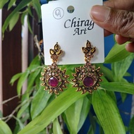Gold base gold stone earring