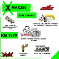 BRT COMBO SET 76MM XMAX (6 ITEMS) BLOCK + TROTEL BODY + CAM + VALVE SPRING + INJECTOR 300CC/320cc + 