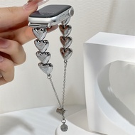 Y2K Luxury Metal 3D Love Heart Strap For Apple Watch 10 9 8 7 6 SE Stainless Steel Band For iWatch B