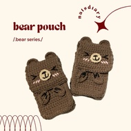 (PO) CROCHET CHOCO BEAR POUCH || DIGICAM POUCH || MINI KNIT POUCH || NATSDIARY