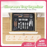 [New] Silverware Tray Organizer Adjustable Expandable Kitchen Drawer Storage Forks Spoons Knives