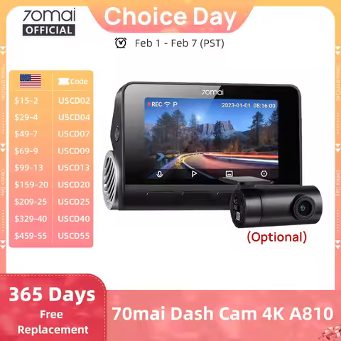 70mai 4K Dash Cam A810 Front Rear Set Suppor 4G Module LTE UP04 Remote Control GPS ADAS Car DVR 70ma