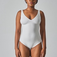 SKIMS V-Neck Bodysuit - Seamless Shapewear with Open Back Design for Women