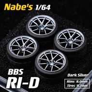 1/64 Scale Modified Wheel Hub for Model Cars Toys Compatible with Nabes X Chika BBS RID RIA 9.7mm 10