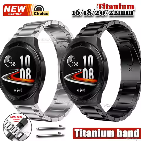 Titanium Metal Watch Band 16mm 18mm 20mm 22mm Universal Wristband Butterfly Clasp Strap WatchBelt fo