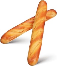SEWACC 2pcs Artificial French Long Bread, 13. 6 Inch Pu Fake Baguette, Soft Touch Lifelike Bread Loa