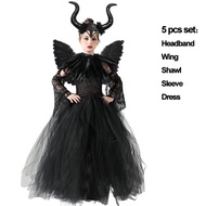 Disney ฮาโลวีนเครื่องแต่งกาย Maleficent Tutu Wednesday วันพุธชุดสำหรับสาวคอสเพลย์ Evil Queen สีดำตาข