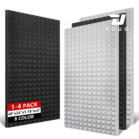 TOUO Sound Dampening Acoustic Foam 1-4Pack Pyramid Panels 47.2"x23.6" Wall Insulation for Home Studi