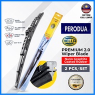 HELLA Premium 2.0 Car Wiper Blade (PERODUA) Nano Graphite Coated Rubber [Free Installation in Klang 