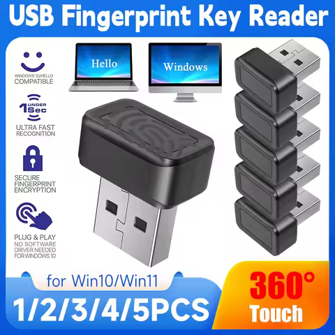 USB Fingerprint Key Reader For Win10/Win11 Hello Security Key Biometric Scanner PC Fingerprint Senso