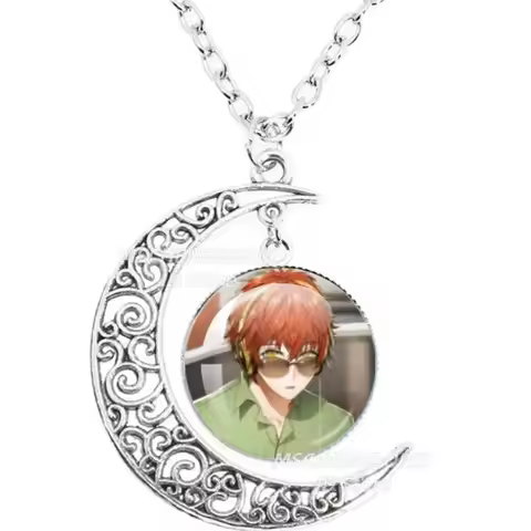 Mystic Messenger Game 707 Necklace Cartoon The Moon Necklace Glass 20MM Necklace Charm Jewelry Fans 