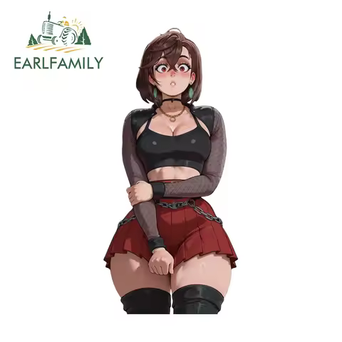 EARLFAMILY Momo Ayase Goth Girl Car Sticker Cool Personality Fuel Tank Cap Helmet Decals Waterproof 