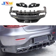 Carbon Fiber Rear Bumper Lip Diffuser with Exhaust Tips for Mercedes Benz GLC C253 Coupe Sport GLC30