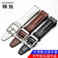 Corner Swatch Watch Strap SWATCH Aotu Port Leather Watch Strap Toothed Connector 17 19mm Men And Women a